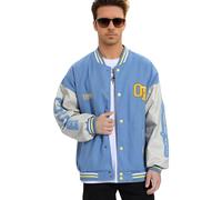 Covisoty College Jacket Baseball Techwear Jackets Vintage Outwear with Pockets Unisex Coat Patchwork Top