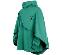 Covisoty Men's Fashion Hoodie Poncho Cape Cloak Techwear Sweatshirts Unisex Lightweight Patchwork Casual Pullover Green