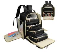 Covkev Nail Polish Organizer Backpack Holds 140 Bottles& UV Lamp, Extra Large Nail Art Supplies Storage Bag with 4 Removable Sponge Pouches, Travel Carry Case for Gel Polishes, Nail Tools& Nail Kits