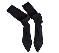 COVOYYAR Women's Knitted Over Knee High Stretch Long Sock Boots Pointed Toe Flat Winter Woman Shoes, Black, 6.5 UK