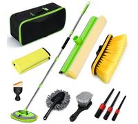 COVVY 11 Pcs Car Wash Kit, 62" Car Wash Brush with Long Handle, Car Wash Mop, Window Squeegee,Car Wheel Brush,Car Detailing Brush Set, for Cars, Trucks, SUVs, RVs