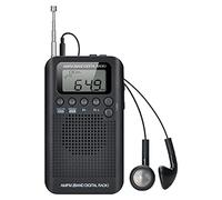 COVVY Digital 2 Band AM/FM Radio - 12/24H Time Display, Battery Operated Tuning Stereo Personal Radio with Earphone, Loud Speaker, Alarm Clock and Timer for Walking, Running, Jogging
