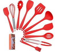 COVVY Home Silicone Kitchen Utensils Set(10 Piece) Heat Resistant Baking & Cooking Utensils Non Stick - Non Scratch Cooking Utensils Kitchen Good Helper (Red)