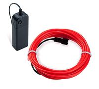 COVVY Neon Glowing Strobing Electroluminescent Light Super Bright Battery Operated EL Wire Cable for Cosplay Dress Festival Halloween Christmas Party Carnival Decoration (Red, 5M)