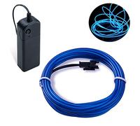 COVVY Neon Glowing Strobing Electroluminescent Light Super Bright Battery Operated EL Wire Cable for Cosplay Dress Festival Halloween Christmas Party Carnival Decoration (Blue, 3M)