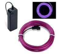 COVVY Neon Glowing Strobing Electroluminescent Light Super Bright Battery Operated EL Wire Cable for Cosplay Dress Festival Halloween Christmas Party Carnival Decoration (Purple, 5M)