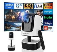 COVVY Retractable Projector with Pan-Tilt,Full HD 1080P Home Theater Video Projector with WiFi & Bluetooth,Support 4K,Portable Outdoor Home Cinema for Android/Smartphone/Tablet/PC/TV Stick(White)