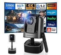 COVVY Retractable Projector with Pan-Tilt, Full HD 1080P Home Theater Video Projectors with WiFi & Bluetooth, Support 4K, Portable Outdoor Home Cinema for Android/Smartphone/Tablet/PC/TV Stick