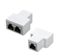 Covvy RJ45 Splitter Connector Network Adapter 1 to 2 Female Port CAT 5/CAT 6 LAN Ethernet Cable Dual Socket Connector Adapter (2 Pcs, white)