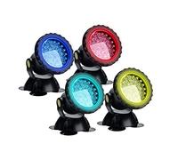 COVVY Waterproof Underwater Spot Lights Multicolour RGB Aquarium Lights with Remote Control for Garden Pond Fish Tank Swimming Pool,UK Plug (Set of 4 Lights)
