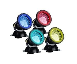 COVVY Waterproof Underwater Spot Lights Multicolour RGB Aquarium Lights with Remote Control for Garden Pond Fish Tank Swimming Pool,UK Plug (Set of 4 Lights)