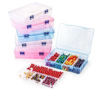 Covzoe 6 Pack Plastic Organizer Box with Adjustable Dividers, Double Layer Bead Organizer 15 Large Grids, Clear Tackle Storage Box Snackle Container for Art DIY Craft Jewelry Fishing