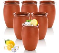 Covzoe 6 Pack Pottery Clay Cups, 20 Oz Cantaritos De Barro Mexicanos, Cocktail Drinking Glasses Bottles for Tequila, Margaritas, Mojitos, Taco Tuesday Cocktail Cups