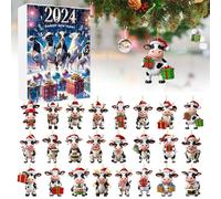 Cow 2024, 24 Days Cow Christmas Countdown Calendar, Collectible Funny Cow Set, Flat Acrylic Hanging Cow Pendant, Toy 2024 for Kids