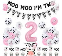Cow 2nd Birthday Decorations Moo Moo I‘m Two Birthday Banner Decorations Pink Holy Cow Im Two Birthday Decor Cow 2nd Birthday Cake Topper Cow Theme Banner Farm Animal Theme 2nd Birthday Party Supply