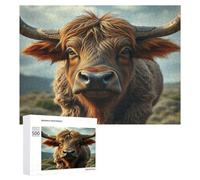 Cow 500 Piece Jigsaw Puzzles Adults Kids Paisaje Edificio Jigsaws Weekend Get-Together Whimsical Design Friends Stress Buster 500 PCS