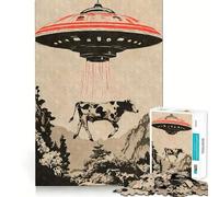 Cow Abducted by Aliens 1000 Piece Jigsaws for Adults Puzzle Reason Skill, Rich Detail, Happy Challenge, Perfect Art (50x75cm)
