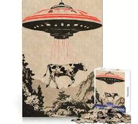 Cow Abducted by Aliens 1000 Piece Jigsaws for Adults Puzzle Reason Skill, Rich Detail, Happy Challenge, Perfect Art (50x75cm)
