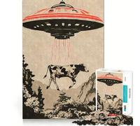 Cow Abducted by Aliens Puzzles for Adults 1000 Piece Cognitive Boost, Fade Resist, Family Bond, Birthday Present (38x26cm)