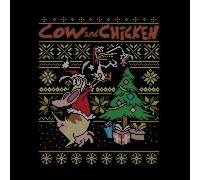 Cow and Chicken Cow And Chicken Pattern Men's Christmas T-Shirt - Black - 5XL