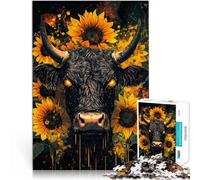 Cow and SunflowersJigsaw Puzzle for Adults 1000 Pieces for Educational Game Challenge Toy Birthday Present, Gifts, Wall Art 38x26cm