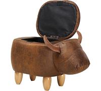 Cow Animal Foot Stool with Storage - 14.5" Leather Ottoman Footrest | Multi-Functional Vanity Stool for Living Room, Dressing Room, Bedroom, Playroom & Nursery