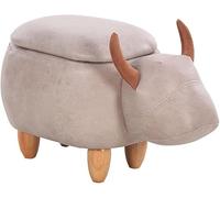 Cow Animal Foot Stool with Storage - 14.5" Leather Ottoman Footrest | Multi-Functional Vanity Stool for Living Room, Dressing Room, Bedroom, Playroom & Nursery