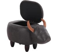 Cow Animal Foot Stool with Storage - 14.5" Leather Ottoman Footrest | Multi-Functional Vanity Stool for Living Room, Dressing Room, Bedroom, Playroom & Nursery
