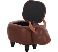 Cow Animal Foot Stool with Storage - 14.5" Leather Ottoman Footrest | Multi-Functional Vanity Stool for Living Room, Dressing Room, Bedroom, Playroom & Nursery