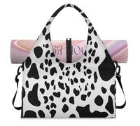Cow Animal Print Sports Duffle Bag with Shoe Compartment Weekend Overnight Bags Tote Cabin Luggage Bag for Gym Yoga Travel