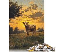 Cow at Sunset Puzzle Jigsaws 500 Pieces for Adults Puzzles Family Game for Adults And Teenagers 500pcs (52x38cm)