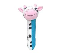 Cow Baby Sensory Rattle by Fiesta Crafts- Squeakaboo Squeaker Toy Rattle for Newborn Baby Toys - Made of ??Soft Plush & Corduroy for - Fun, Interactive, & Colourful Rattles for Babies