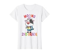 Cow Back to School Mooing Into 2nd Grade Vintage Value Graphic T-Shirt, Women, White, M