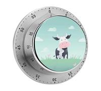Cow Background Kitchen Timers for Cooking 60 Minute Wind Up Timer, Magnetic Back, Visual Mechanical Timer with Loud Alarm, Manual Countdown Timers for Classroom Home Gym Tanning