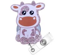 Cow Badge Reel | Cute Pink Highland Cow Badge Reels Retractable Print Animal Western Pediatrics Peds ID Name Tag Holder for Nurse Nurses Nursing Student Nursery Medical Assistant Accessories