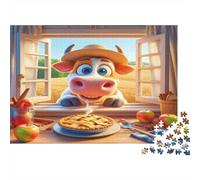 Cow Baking Pie Jigsaw Puzzle 1000 Pieces Recycled Paper for Adults Puzzle for Adults Fun Challenging Game Fun Home Activity Great Gift for Creativity Gift Giving 52x38cm/1000pcs