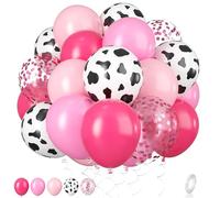 Cow Balloons, 12 Inch Pink Cow Print Balloon Hot Pink Pastel Pink Confetti Pink Helium Latex Balloons for Birthday, Girls, Cow Print Party, Cowgirl Rodeo Party, Farm Party Decorations Supplies
