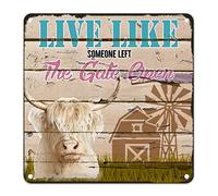 Cow Barn Windmill Tin Sign Live Like Someone Left Meal Sign Farm Animal Floral Nature Style Iron Poster Painting Garden Sign Autumn Wall Decor Holiday Party Gift for Friends Family 12x12in