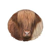 Cow Bath Shower Cap Highland Brown Cow Cattle Famous Animal Agriculture Farming Countryside Shower Caps for Women DoubleBathing Shower Hat Hair Protection Reusable