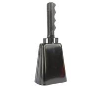 Cow Bell Noise Maker Hand Percussion Iron Small Bell White 9in Call Ferritic Handheld Cow(Black)