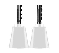 Cow Bells 2pcs Cowbell Cheers Sporting Event Handbells Football Game Party Accompaniment Bells Percussion Instruments(White)