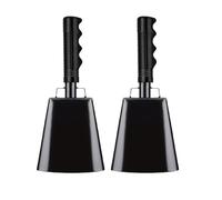 Cow Bells 2pcs Two Large Steel White Cowbells,For Football Matches And Sports Activities,Handheld Cheerleading Bell For Graduation(Black)