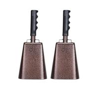 Cow Bells 2pcs Two Large Steel White Cowbells,For Football Matches And Sports Activities,Handheld Cheerleading Bell For Graduation(Brown)