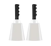 Cow Bells 2pcs Two Large Steel White Cowbells,For Football Matches And Sports Activities,Handheld Cheerleading Bell For Graduation(White)