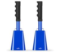 Cow Bells Noise Makers : Cowbells Hand Percussion for Sporting Events with Wrist Strap - 2pcs 9 Inch Large Loud Cheering Bell for Football Games Graduation (Blue)