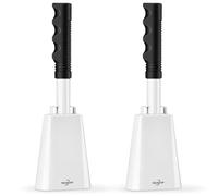 Cow Bells Noise Makers with Handle: Cowbells Hand Percussion for Sporting Events with Wrist Strap - 2pcs 9 Inch Large Loud Cheering Bell for Football Games Graduation (White)