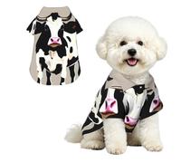 Cow Black spot Dog Shirt Breathable Dog Summer Clothes | Large Stylish Dog Beach Outfit - Lightweight Soft Puppy Clothes For Outdoor - Trendy Dog Polo T-Shirts With Pattern