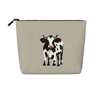 Cow Black Spot Print Portable Makeup Bag for Women Large-Capacity Travel Toiletry Organizer Pouch