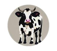 Cow Black Spot Print Premium-Textured Mouse Mat Waterproof Non-Slip Rubber Base Round Mousepad For Office Gaming Laptop