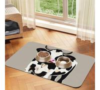 Cow black spot print PU Leather Feeding Mat for Dogs Cats Pet Food Mat Absorbent Non-Slip Rubber Bottom
